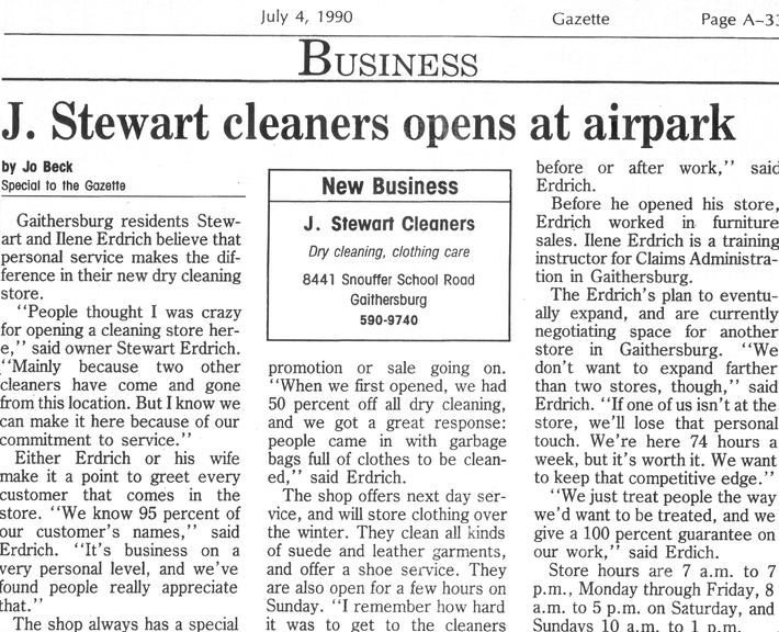 J. Stewart Cleaners Open Publication